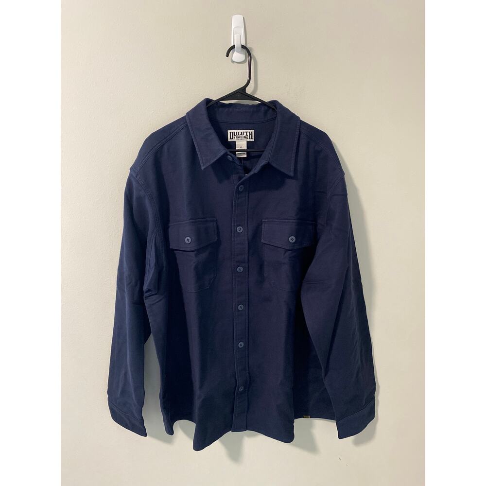 New Duluth Trading Officer's Slub Sateen Shirt Jac Men's XLG NWT, Navy